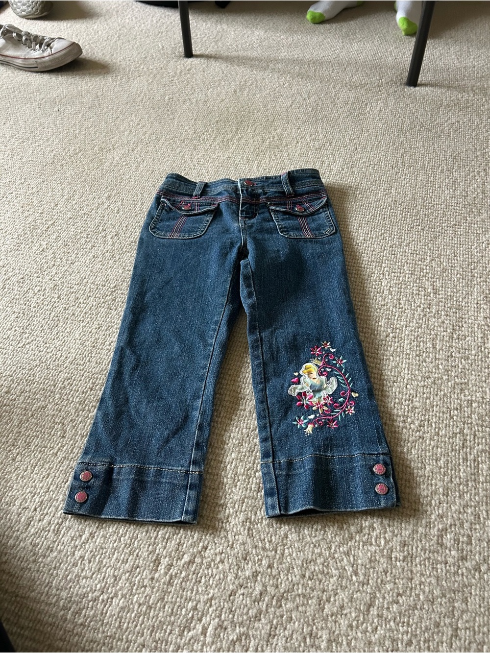 Vintage PrinceGirls Dark Blue Denim Jeans with Embroidered Unicorn